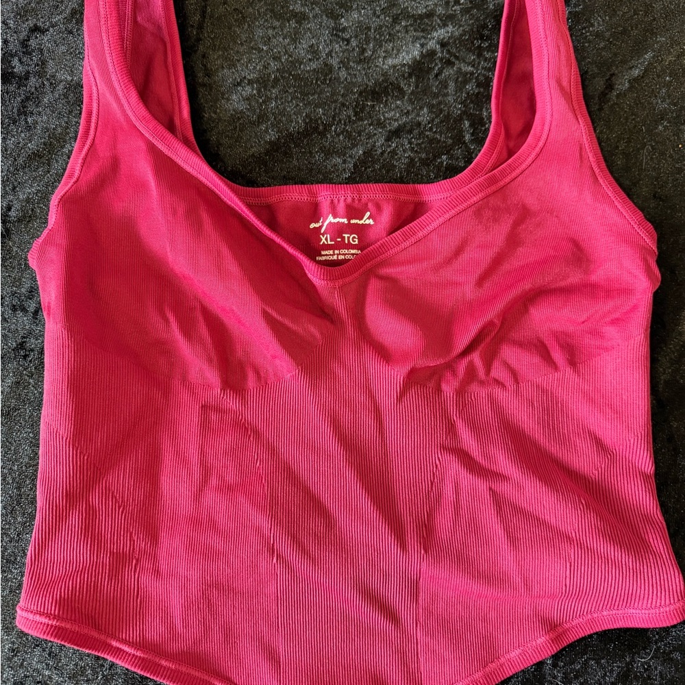 Out from Under by Urban Outfitters Vibrant Ribbed Pink Tank Top Size XL